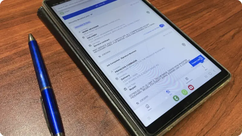 ServCraft job management on a tablet